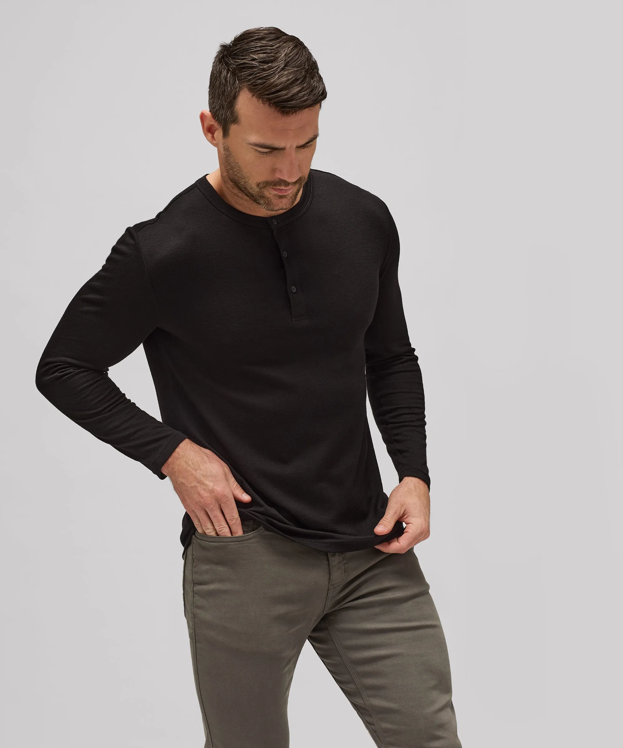 Men's Long Sleeve Merino Henley