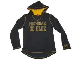 Michigan Wolverines Colosseum WOMENS Navy LS Pullover Hoodie Sweatshirt (M)