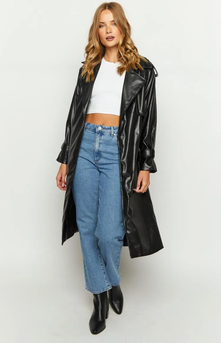 Midnight Mirage Black PU Trench