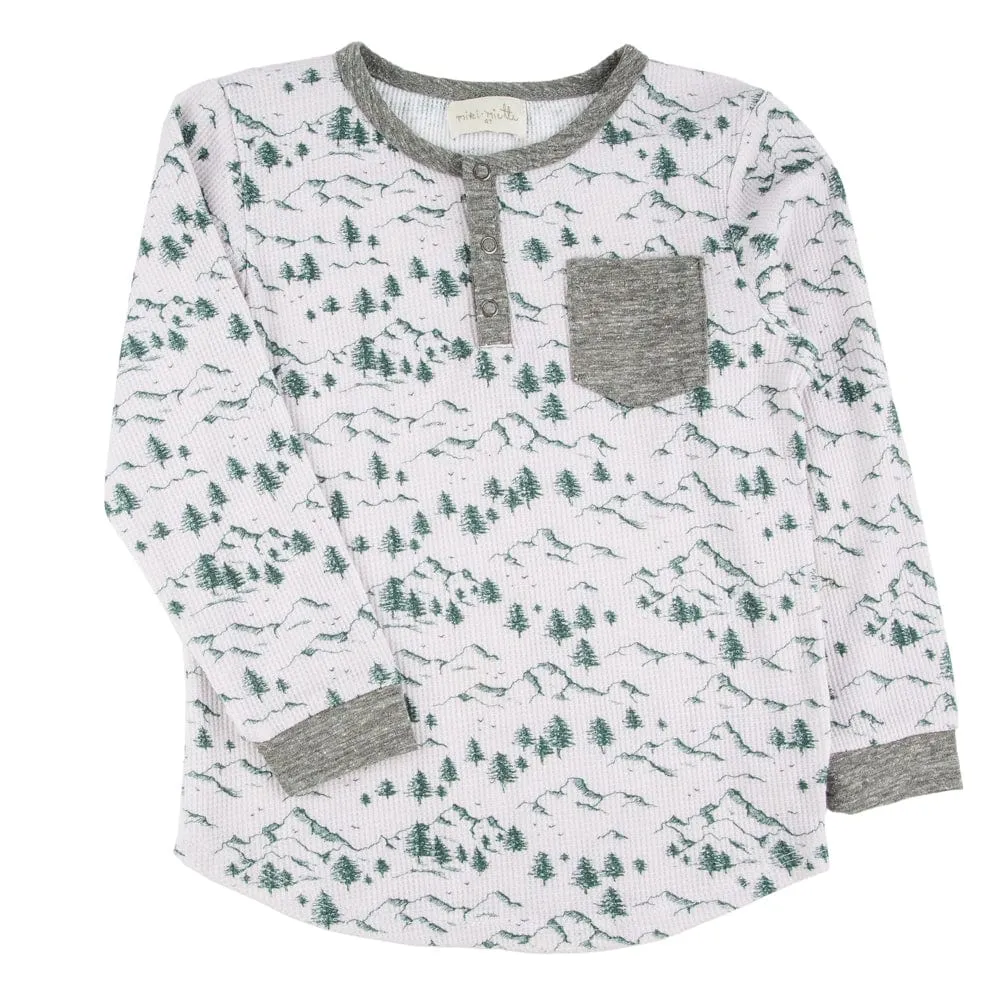 Miki Miette Boys Parker Waffle Henley - Alpine