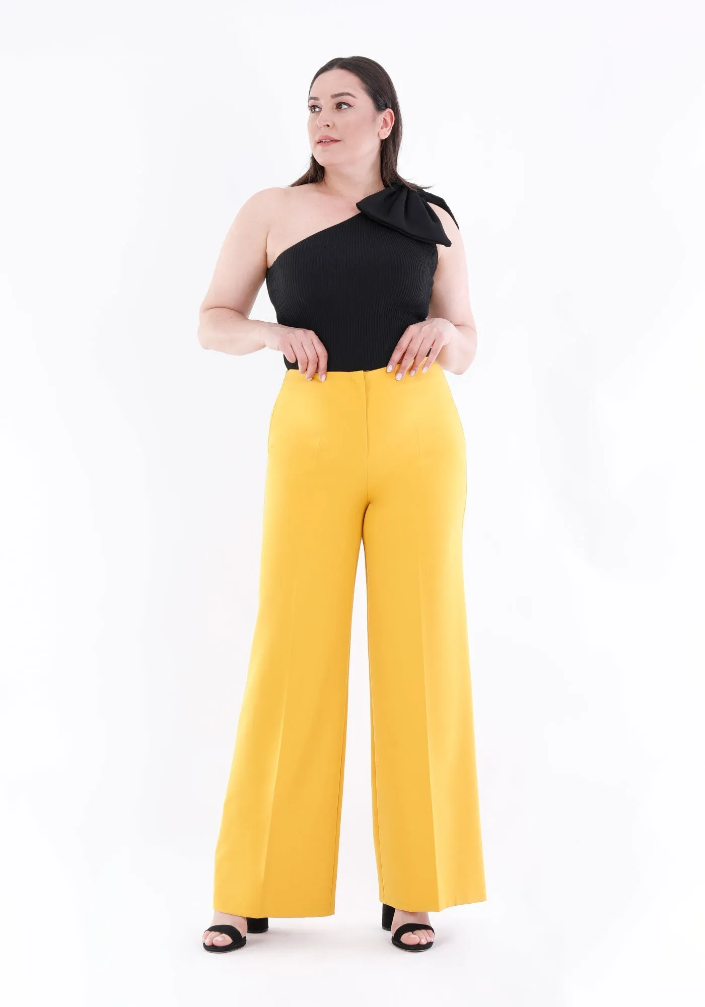 Mustard Wide Leg Pants - Regular & Plus Size Flare Trousers