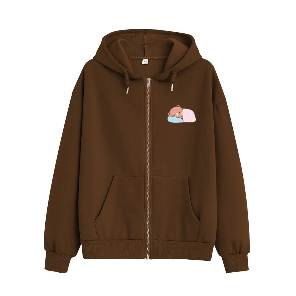 Napping Baby Boberu the Bear Soft Zip-Up Hoodie