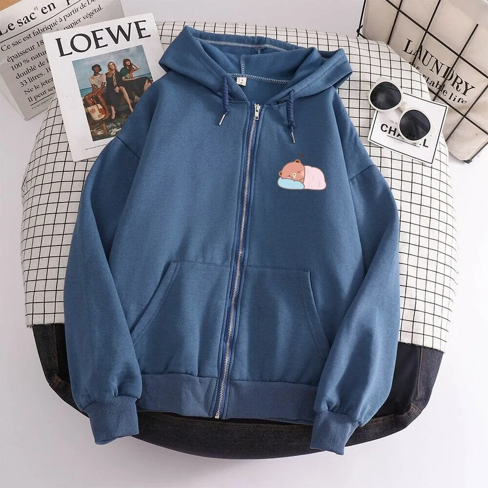 Napping Baby Boberu the Bear Soft Zip-Up Hoodie