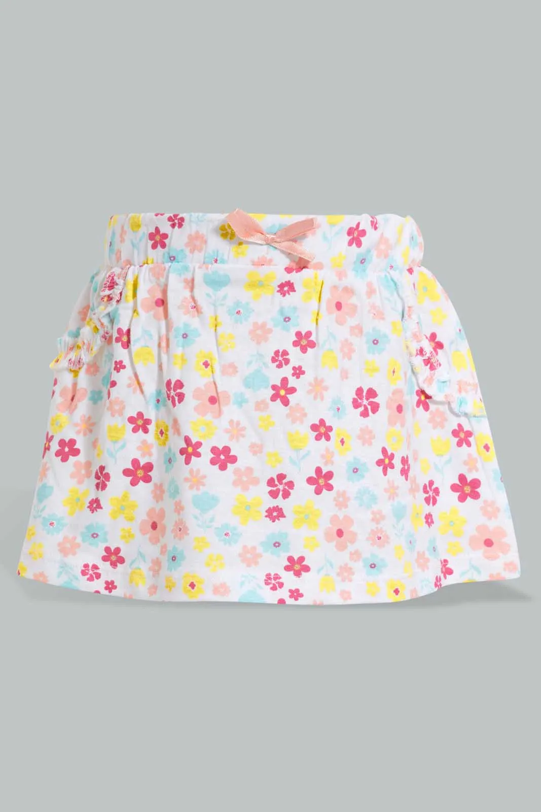 Pink And White Floral Skirt For Baby Girls (Pack of 2)