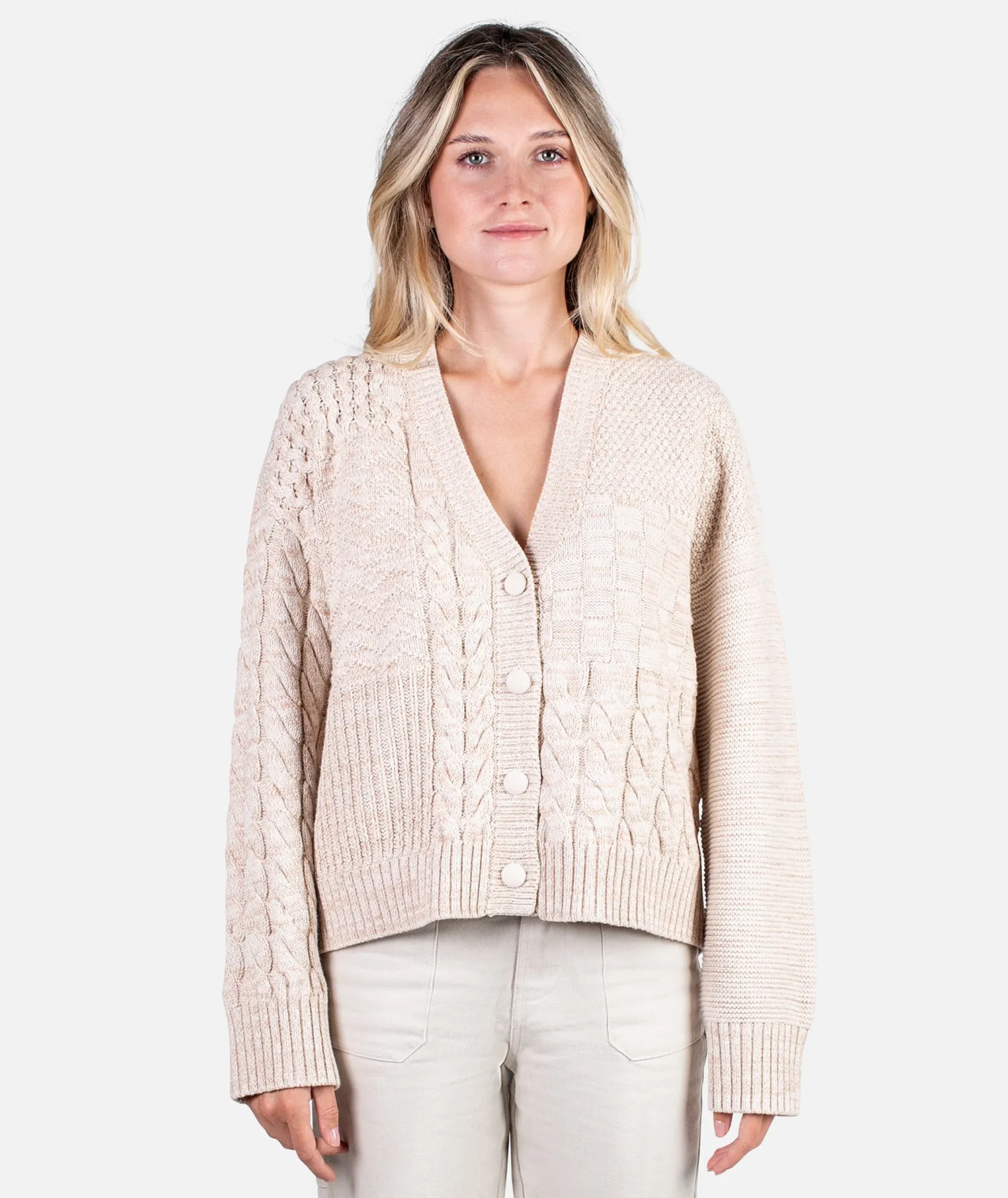 Quincy Patchwork Cardigan - Camel