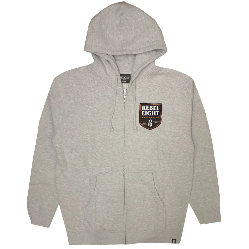 Rebel8 Death Squad Zip Up Hoodie Heather Grey