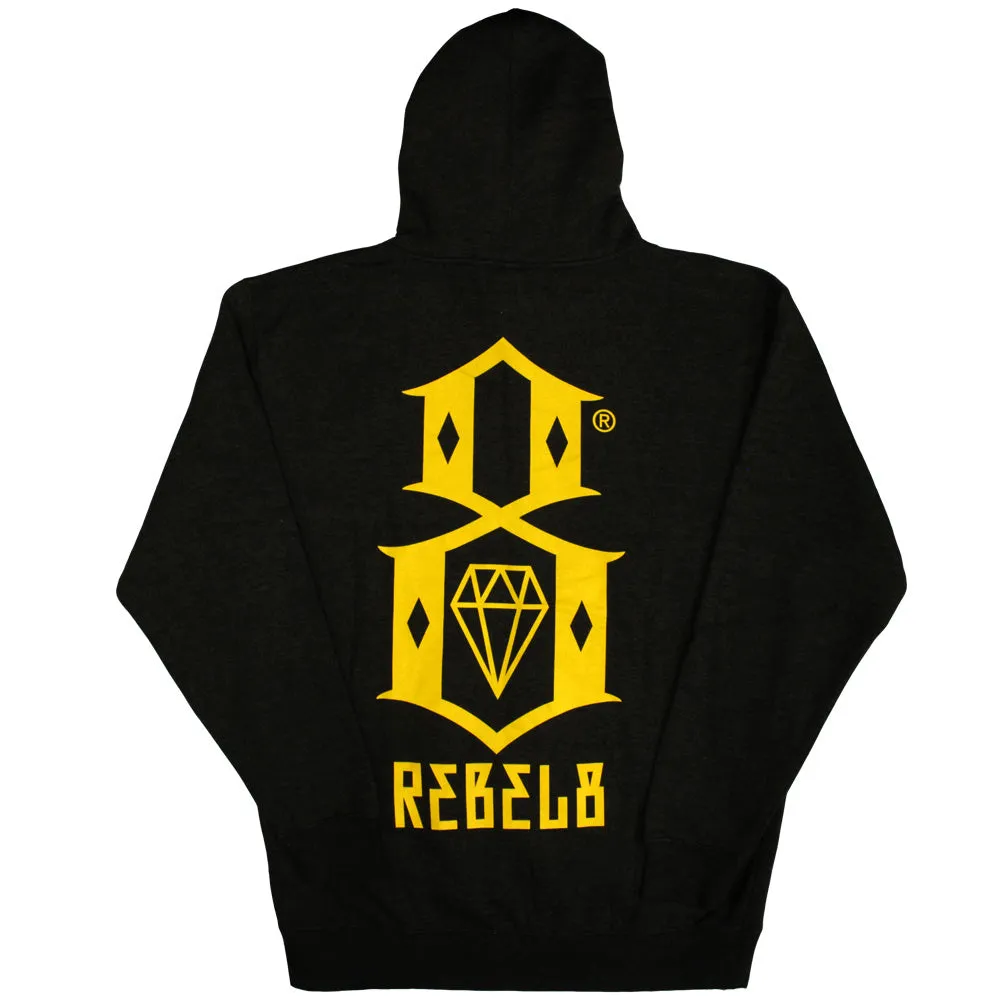 Rebel8 Logo Zip Up Hoodie Heather Charcoal