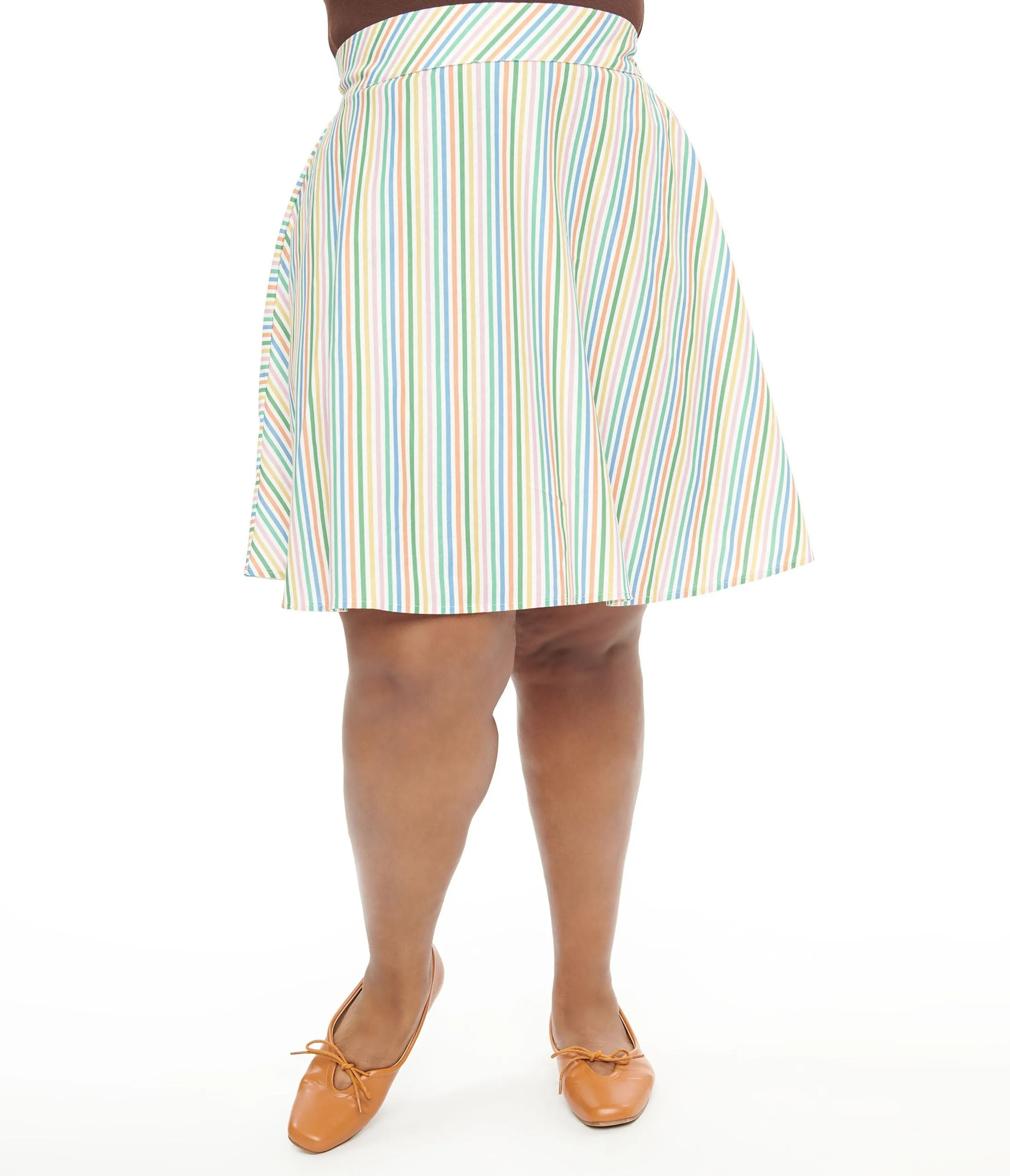 Retrolicious Plus Size 1950s Rainbow Diagonal Stripe Skater Skirt