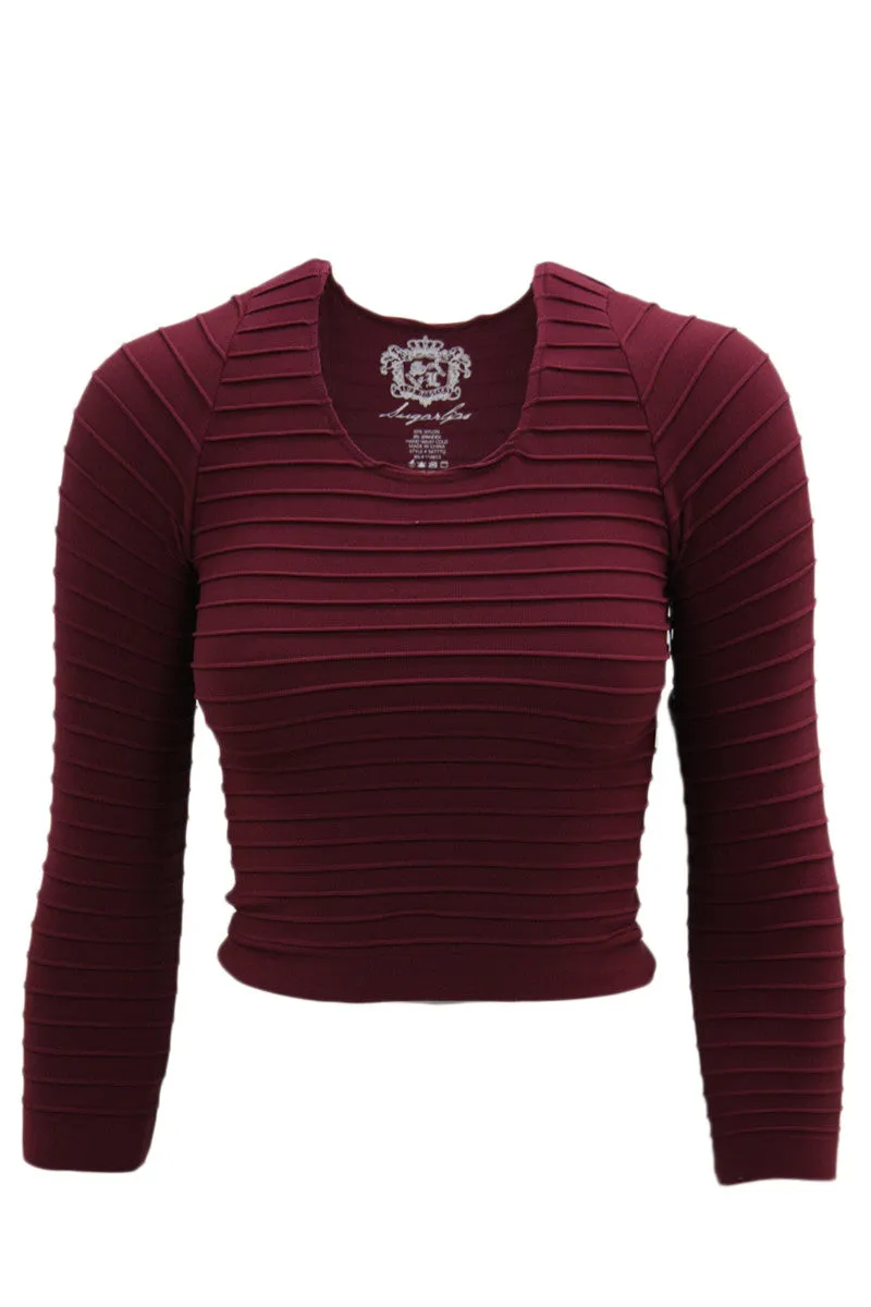 Seamless Ribbed 3/4 Sleeve Crop Top