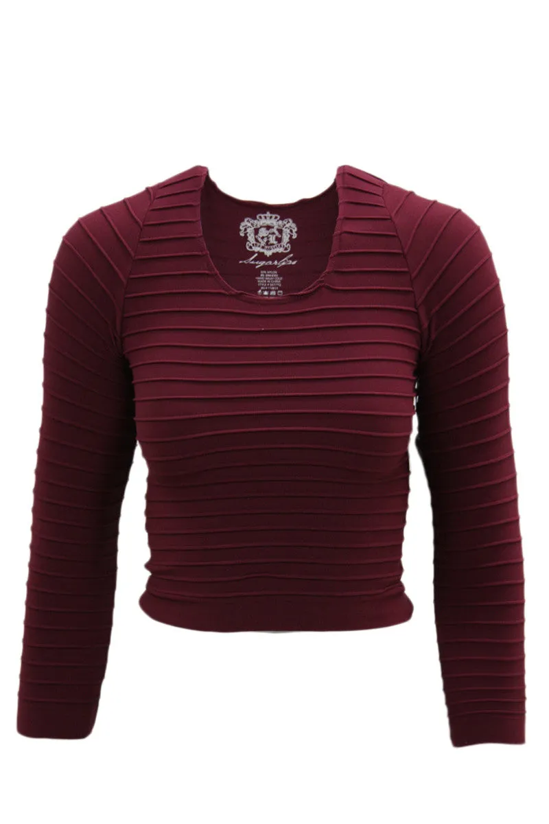 Seamless Ribbed 3/4 Sleeve Crop Top