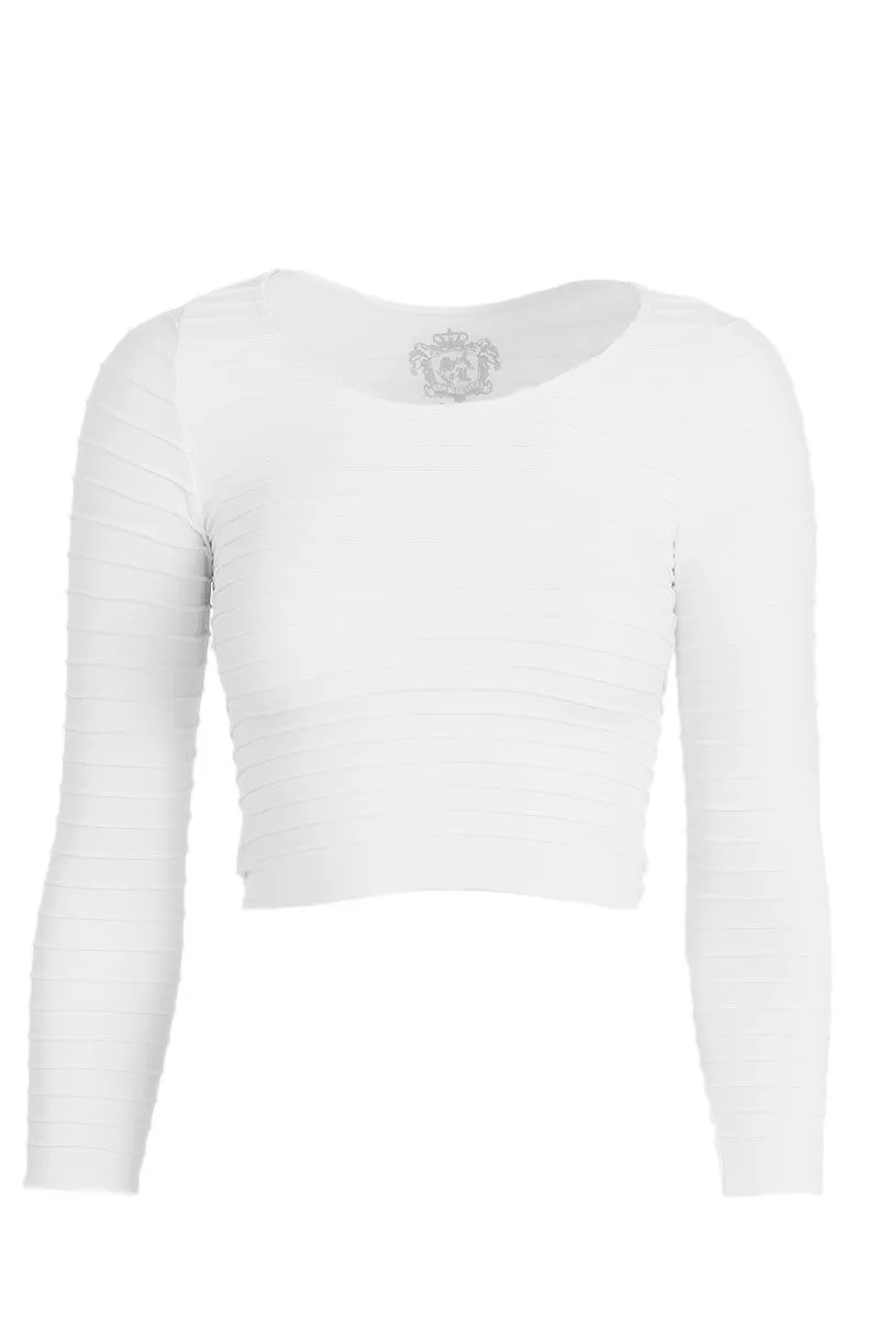 Seamless Ribbed 3/4 Sleeve Crop Top