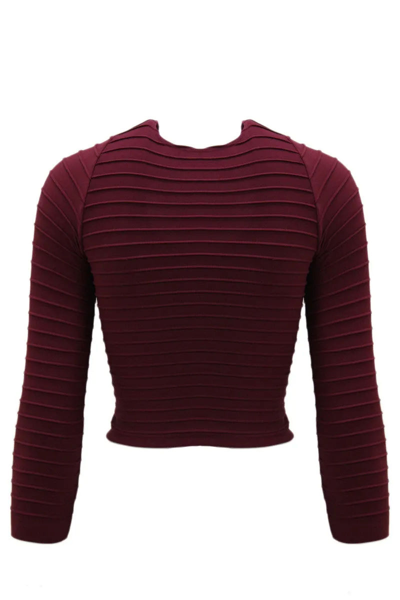 Seamless Ribbed 3/4 Sleeve Crop Top