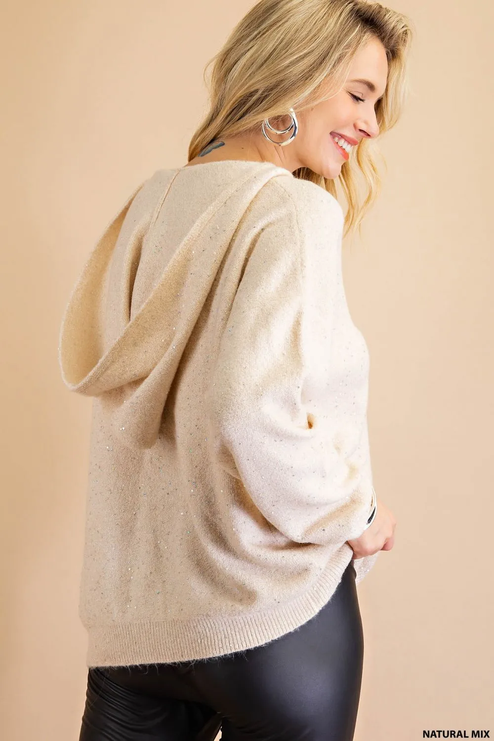 SOFT LUXE THREAD V NECK HOODIES SWEATER