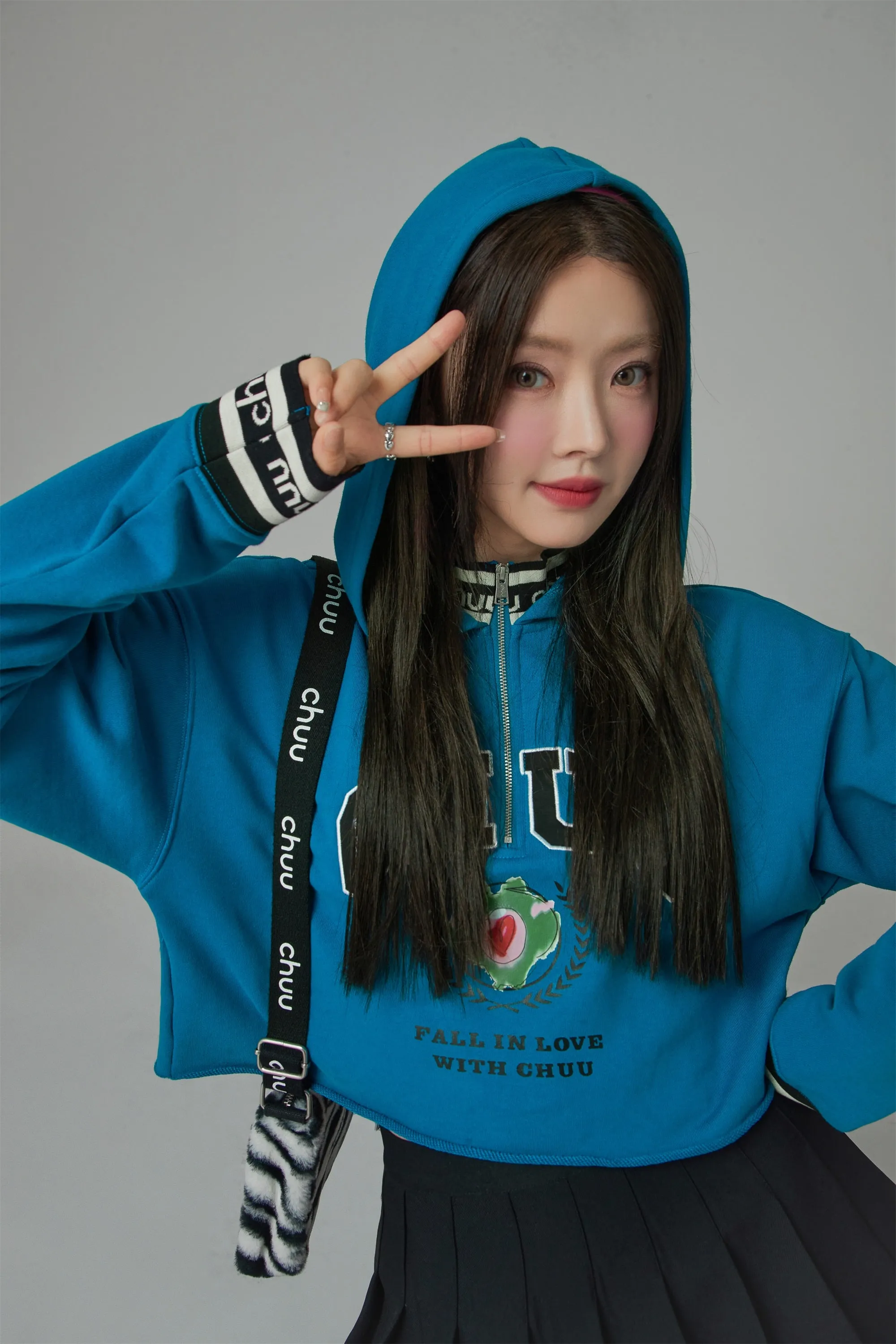 Straight A Half Zip-Up Cropped Hoodie