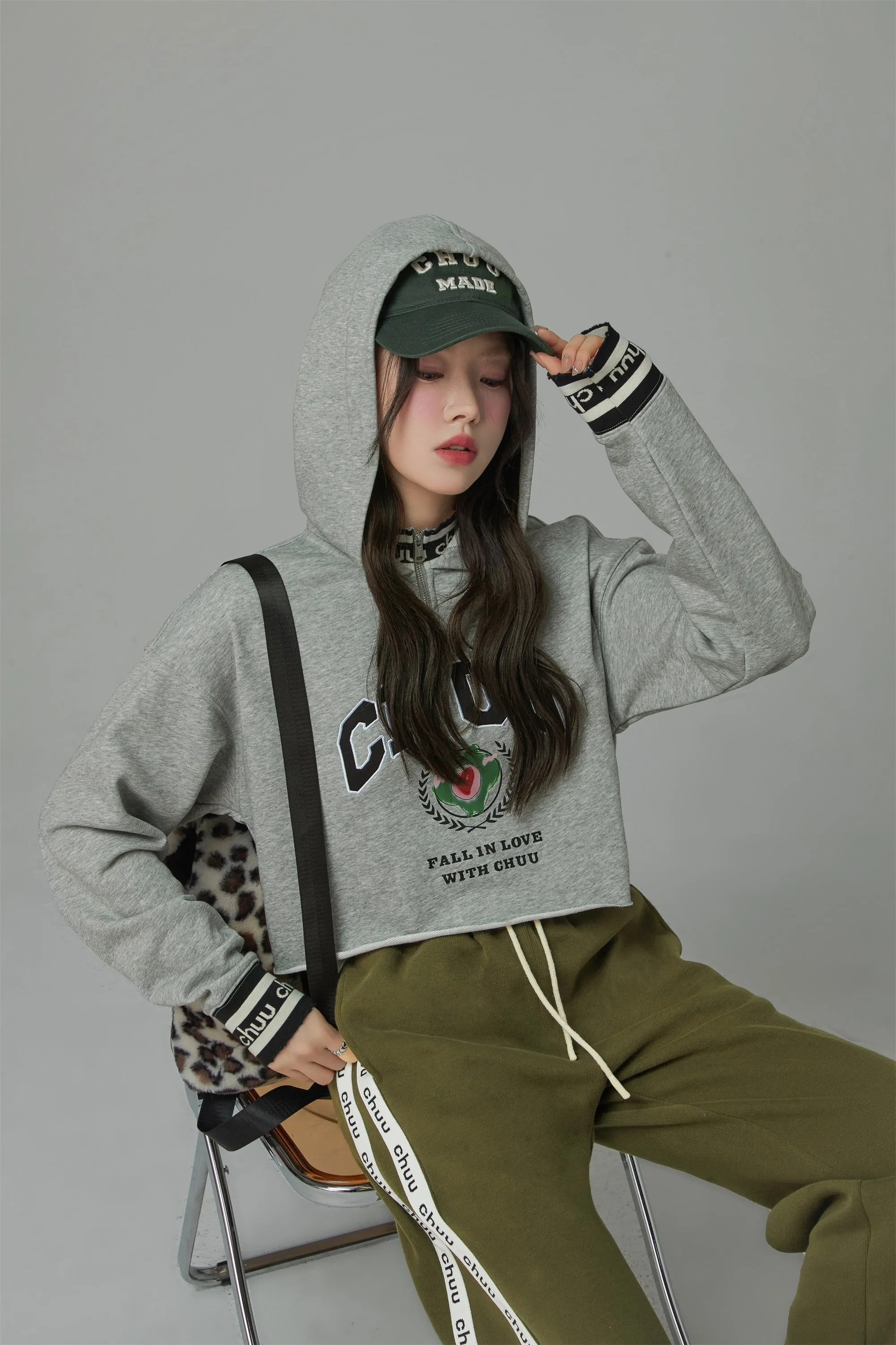 Straight A Half Zip-Up Cropped Hoodie