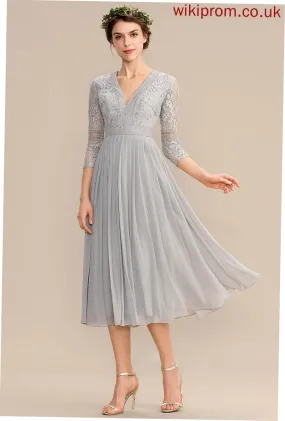 Tea-Length Embellishment V-neck Pleated Fabric Neckline A-Line Length Silhouette Sam Natural Waist One Shoulder Bridesmaid Dresses