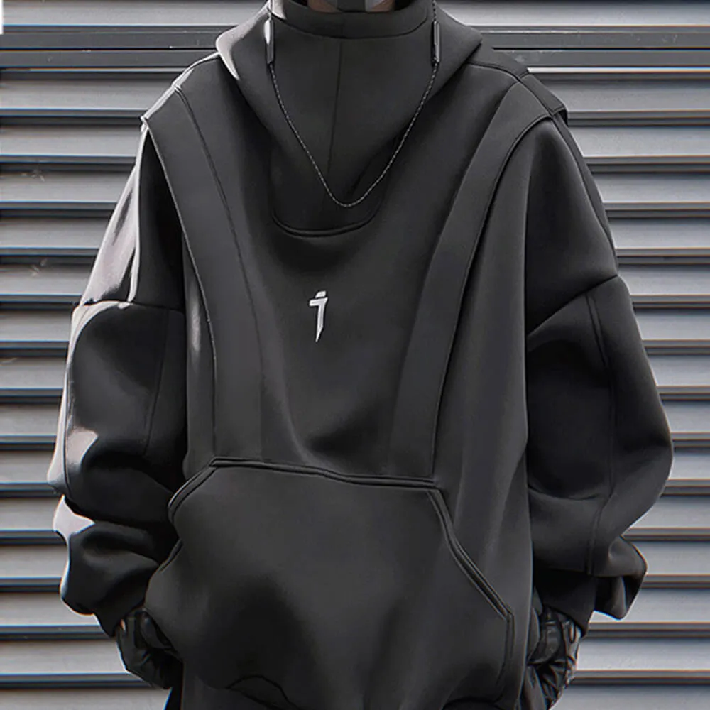 Tech Style Loose Streetwear High Neck Hoodie