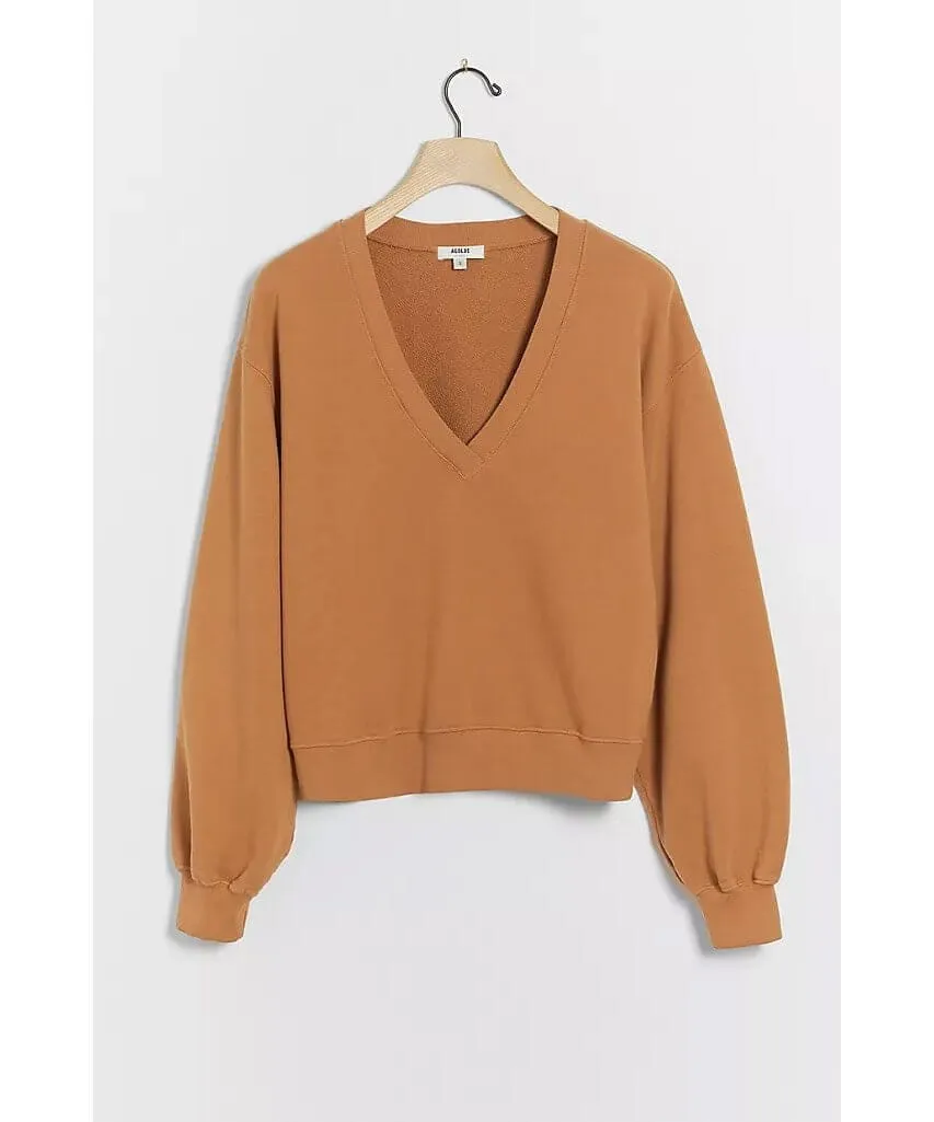 V-Neck Balloon Sweatshirt Umber