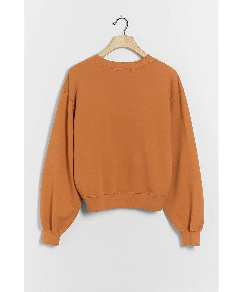 V-Neck Balloon Sweatshirt Umber