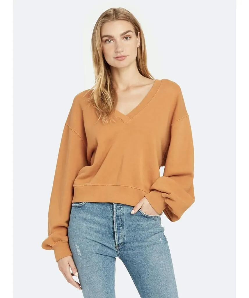 V-Neck Balloon Sweatshirt Umber