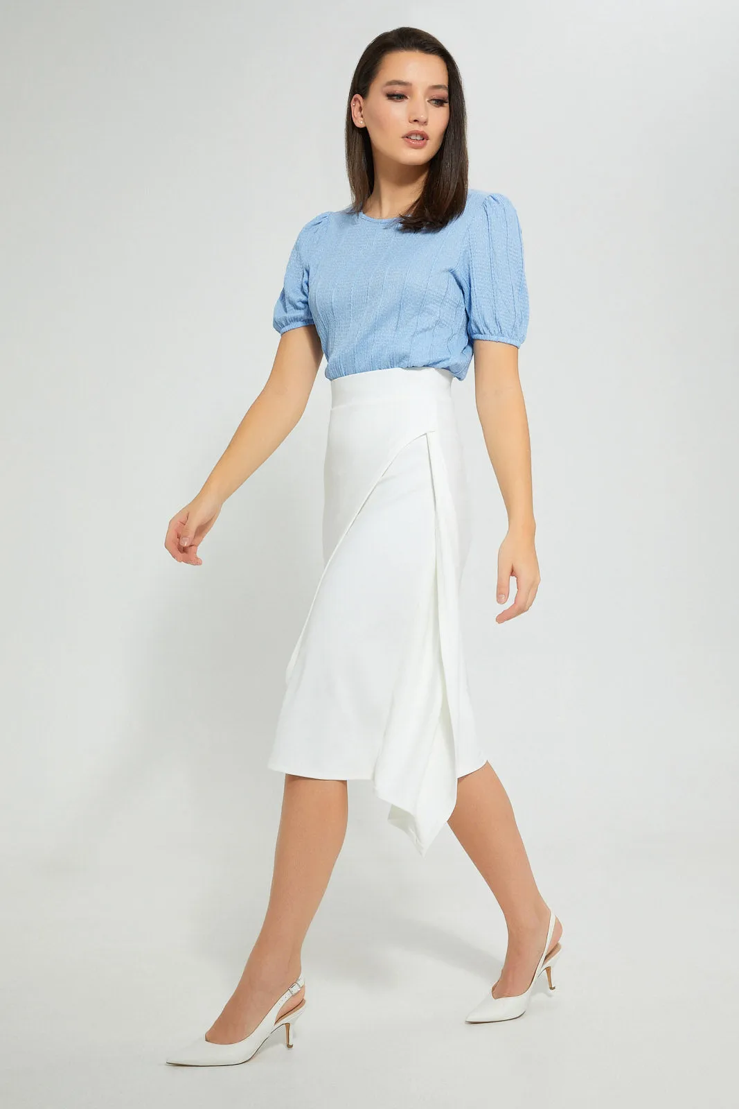 White Symmetric Draped Skirt