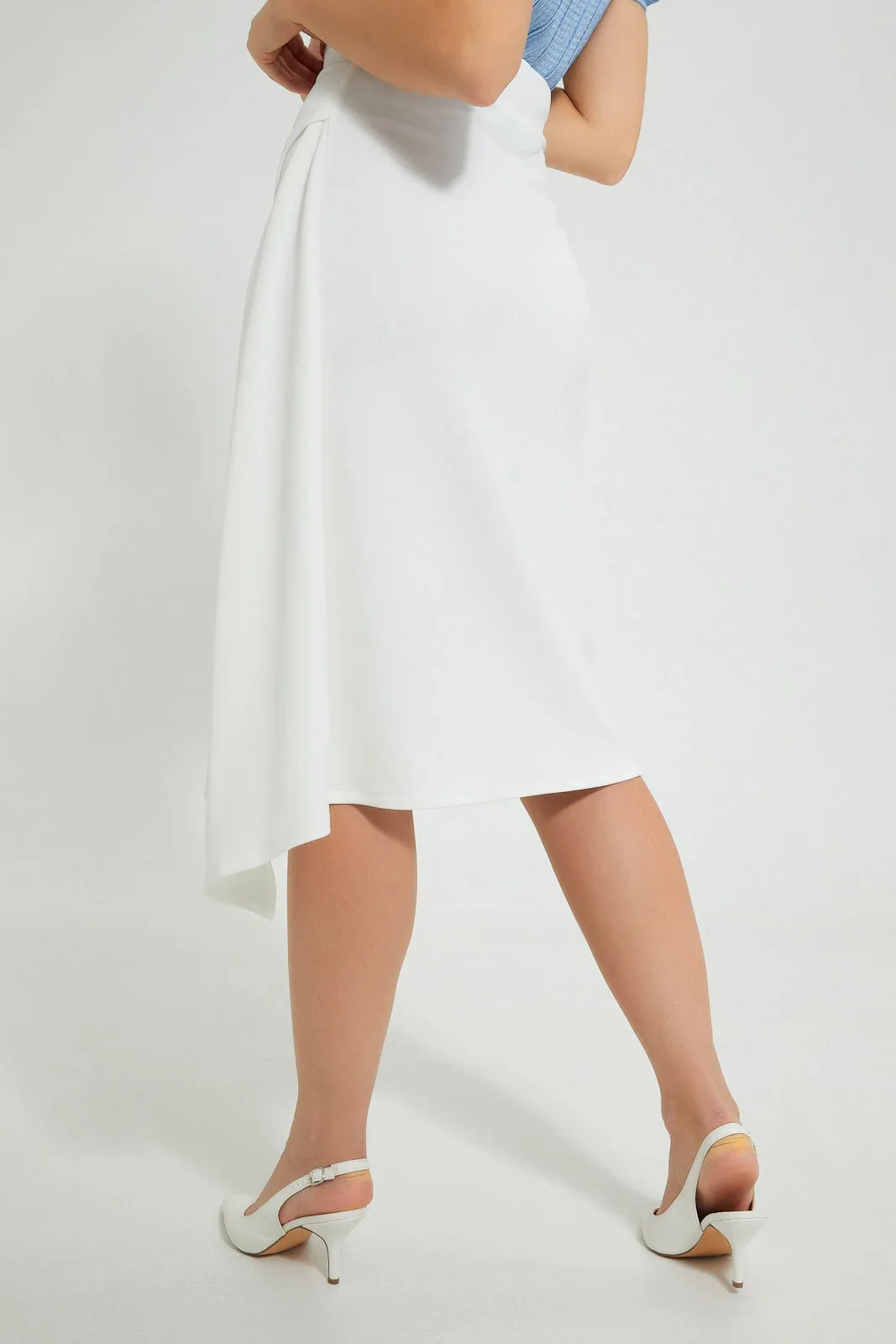 White Symmetric Draped Skirt