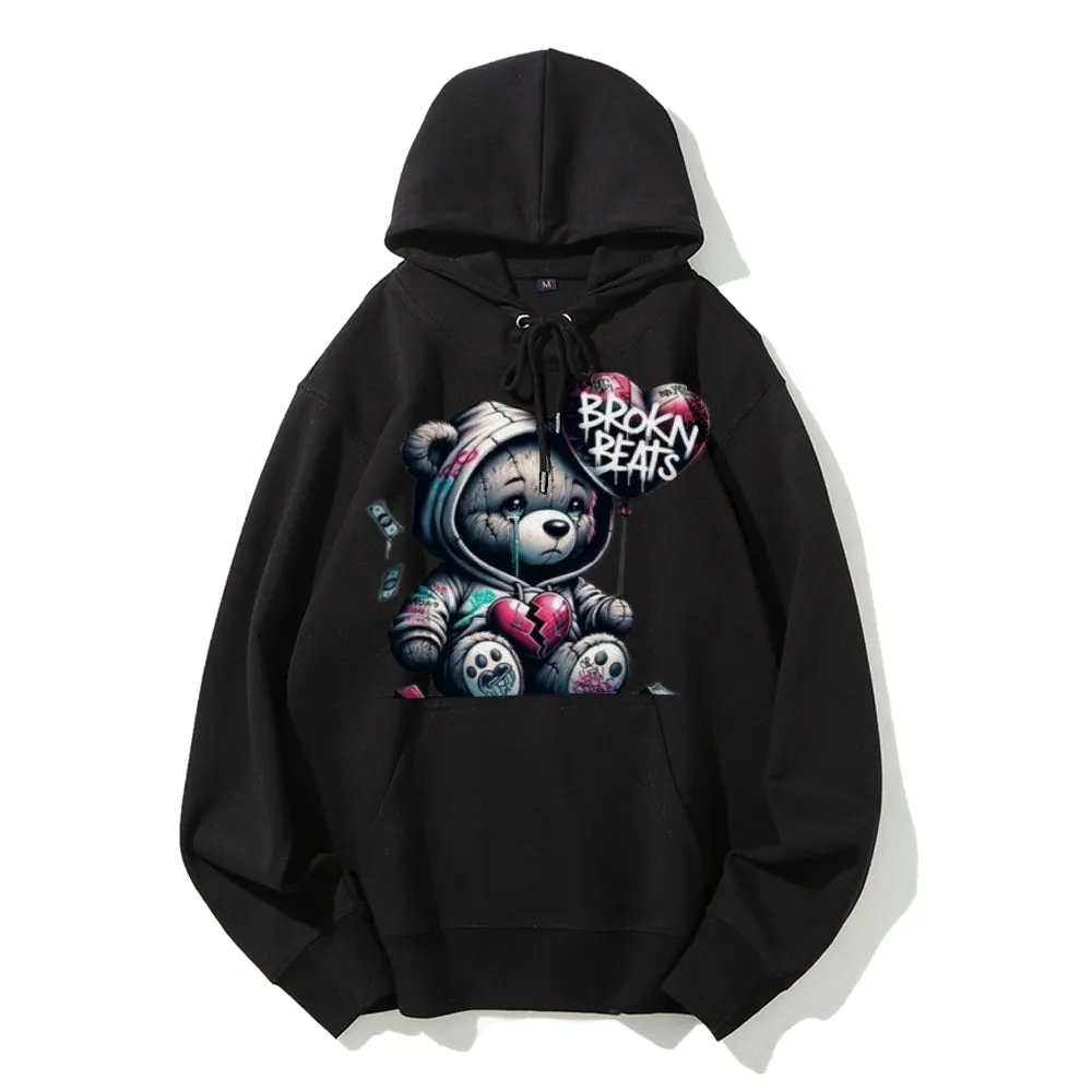 Women Cute Broken Bear Graphic Hoodies