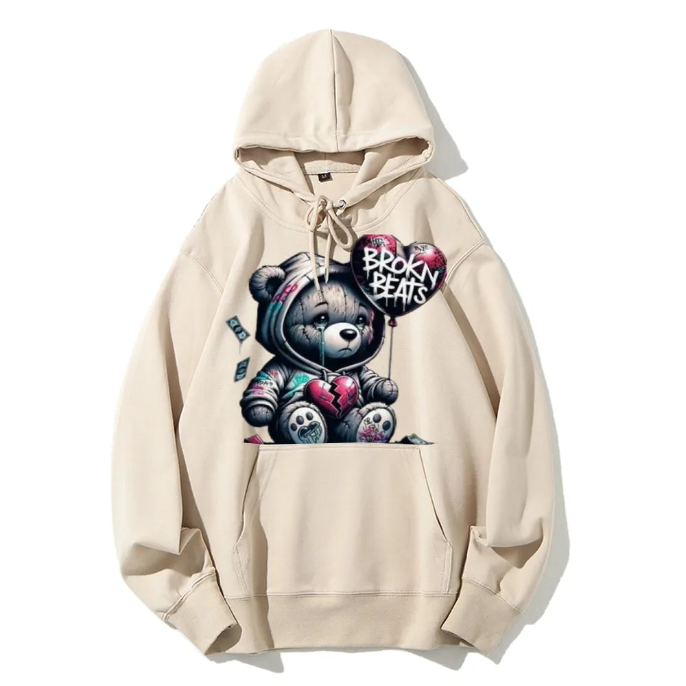 Women Cute Broken Bear Graphic Hoodies