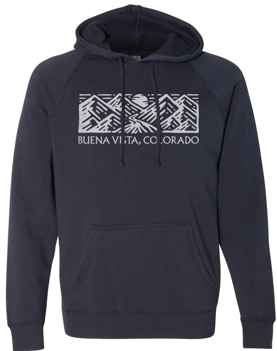 Woodcut Mountain Hoodie - Navy