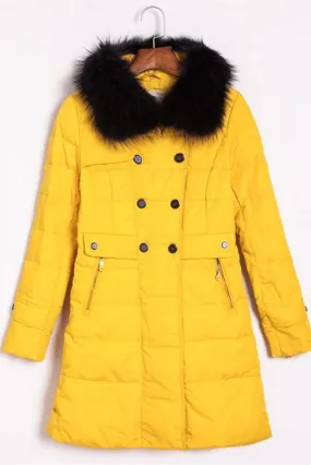 Yellow Comfy Winter Clothes Long Style Women's Down Jacket D7